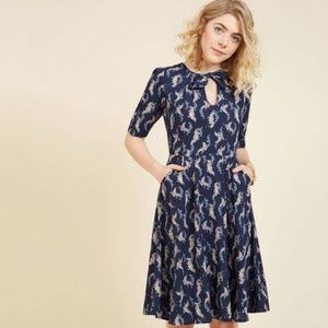 Pretty Vacant Retro ModCloth crane birdprint dress
